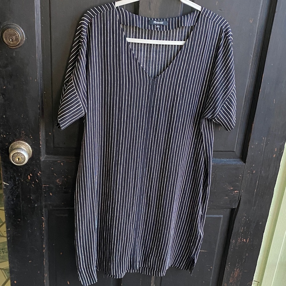 Madewell Black and White Pinstripe Mini Dress